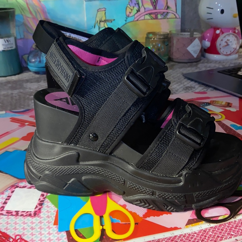 Anthony Wang Platform Buckle Up Sandals  - size 7.5